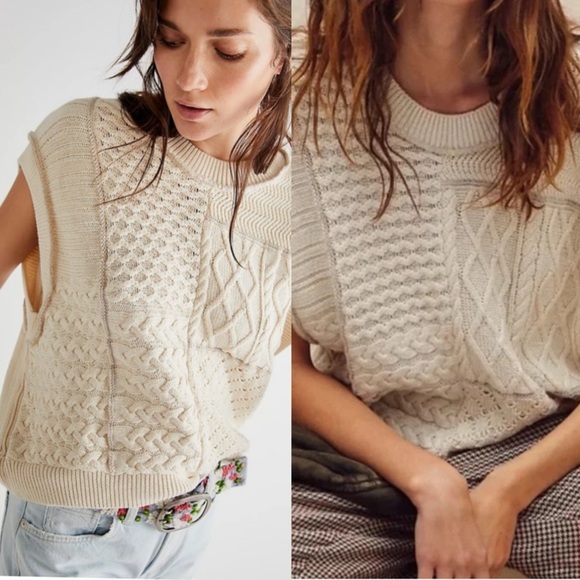 Free People Sweaters - Free People Take The Plunge Sweater Knit Vest Preppy Classic Womens S